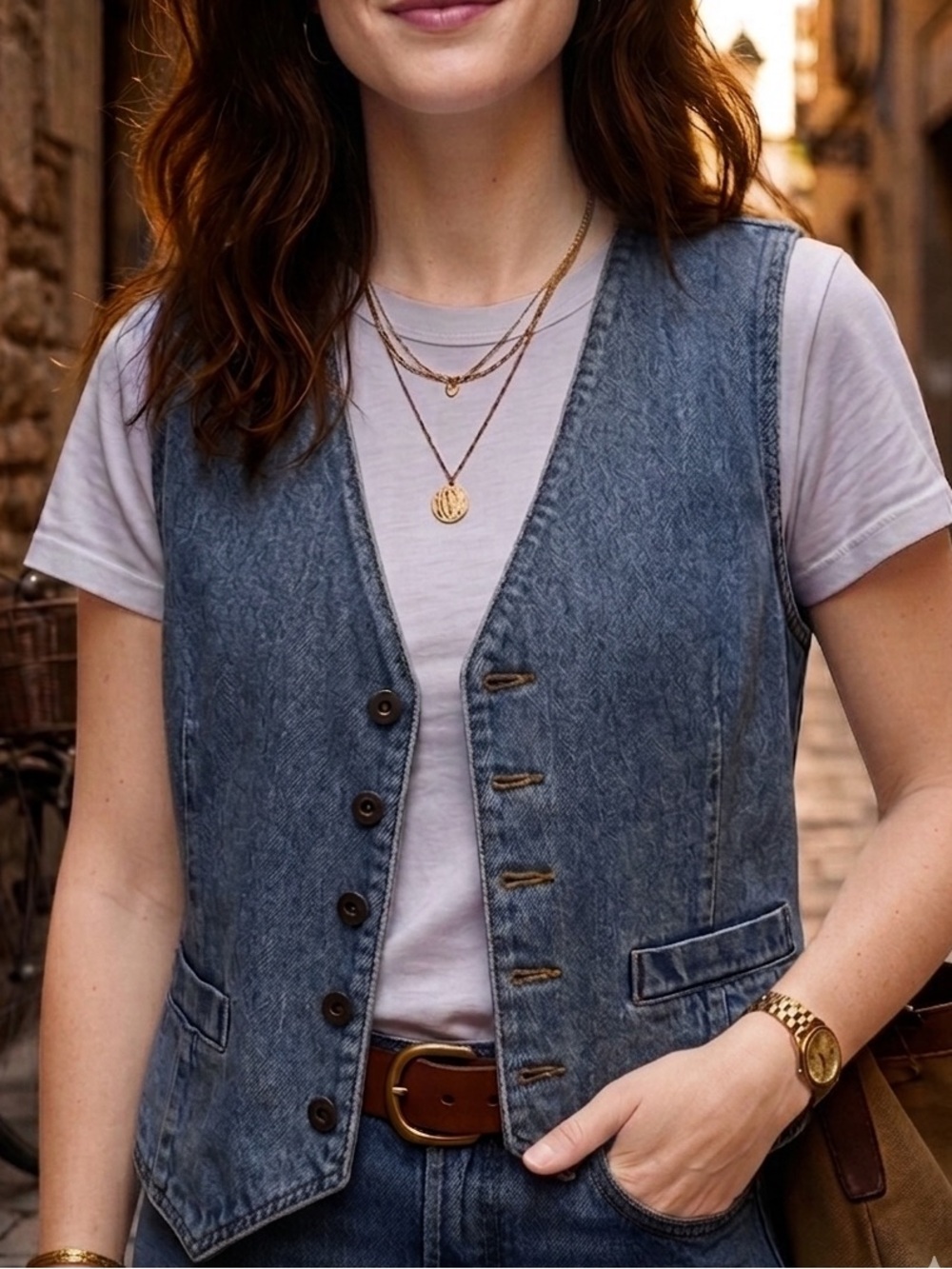 Vintage Le Château Denim Waistcoat Vest - Picture 1 of 4